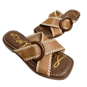 Sam Edelman Sandals Womens Size 6 Harlie Brown Leather Square Toe Slides